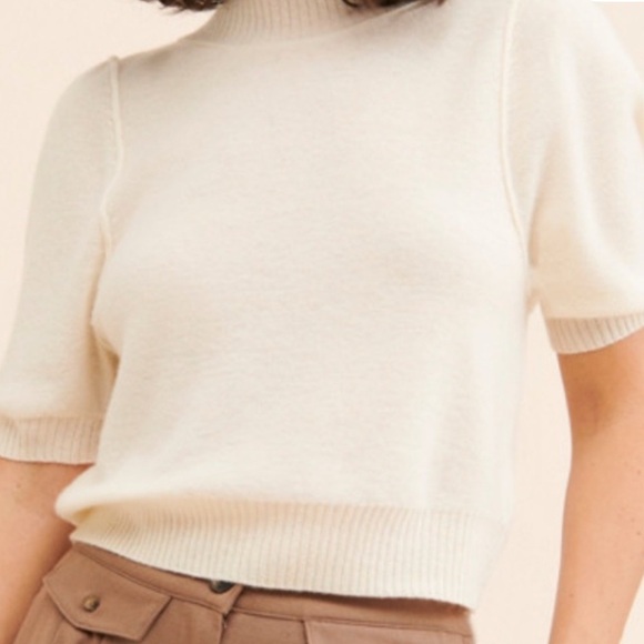 Free People Cashmere Cream Short Sleeve Knit Top - Picture 3 of 5